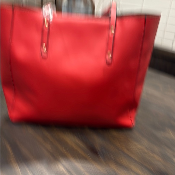 Mondani Red Tote Bag with Twilly accent - Picture 3 of 7